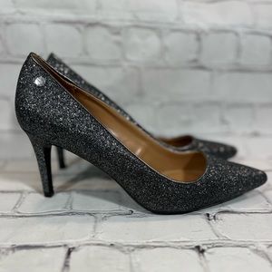 CALVIN KLEIN Nilly Pointed Toe Heels Black Sparkle-8.5
